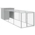 Poulailler avec cour gris clair 110x405x110 cm acier galvanisé