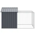 Poulailler avec cour anthracite 117x201x123 cm acier galvanisé