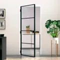Porte d'intérieur Noir 83x201,5 cm Trempé verre aluminium fin