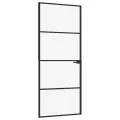 Porte d'intérieur Noir 83x201,5 cm Trempé verre aluminium fin