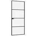 Porte d'intérieur Noir 83x201,5 cm Trempé verre aluminium fin