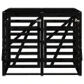 Abri pour poubelle double sur roulettes noir bois massif de pin