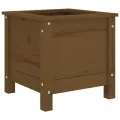 Jardinière marron miel 40x40x39 cm bois massif de pin