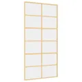 Porte coulissante doré 102,5x205cm verre ESG clair et aluminium
