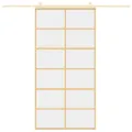 Porte coulissante doré 102,5x205cm verre ESG clair et aluminium