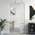 Porte coulissante blanc 76x205 cm verre trempé aluminium