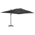 Parasol de jardin en porte-à-faux avec mât en aluminium noir