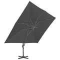 Parasol de jardin en porte-à-faux avec mât en aluminium noir