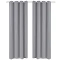 Rideau occultant 2 pcs avec œillets métalliques 135x175 cm Gris