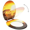 Siège de toilette avec couvercle MDF Design de savane