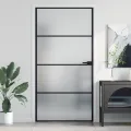 Porte intérieure mince noir verre trempé aluminium