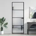 Porte intérieure mince noir 76x201,5 cm verre trempé aluminium