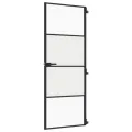 Porte intérieure mince noir 76x201,5 cm verre trempé aluminium