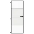 Porte intérieure mince noir 76x201,5 cm verre trempé aluminium