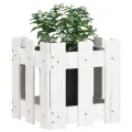 Jardinière avec design de clôture blanc 30x30x30 cm pin massif