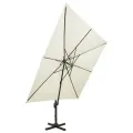 Parasol de jardin en porte-à-faux avec double toit sable