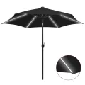 Parasol de jardin avec lumières LED et mât en aluminium noir