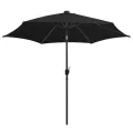 Parasol de jardin avec lumières LED et mât en aluminium noir