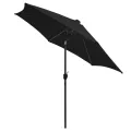 Parasol de jardin avec lumières LED et mât en aluminium noir