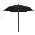 Parasol de jardin avec lumières LED et mât en aluminium noir