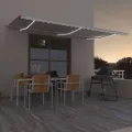 Auvent manuel rétractable avec LED 600x300 cm Crème