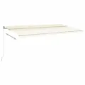 Auvent manuel rétractable avec LED 600x300 cm Crème