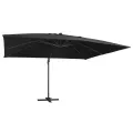 Parasol déporté avec lumières LED Aluminium 400x300 cm noir