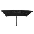 Parasol déporté avec lumières LED Aluminium 400x300 cm noir