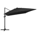 Parasol déporté avec lumières LED Aluminium 400x300 cm noir