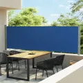 Auvent latéral rétractable de patio 140x600 cm bleu