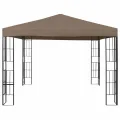 Tonnelle avec guirlande lumineuse à LED 3x3 m Taupe
