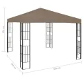 Tonnelle avec guirlande lumineuse à LED 3x3 m Taupe