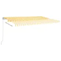 Auvent manuel rétractable avec LED 500x300 cm Jaune et blanc