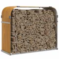 Porte-bûches marron clair 120x45x100 cm acier galvanisé