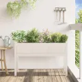 Jardinières avec pieds blanc 110x31x70 cm bois de pin massif