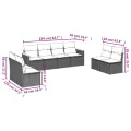 Salon de jardin 8 pcs avec coussins noir résine tressée