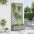 Jardinière avec treillis gris bois massif de sapin