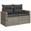 Salon de jardin avec coussins 13 pcs gris résine tressée