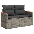 Salon de jardin avec coussins 12 pcs gris résine tressée