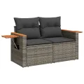 Salon de jardin 11 pcs avec coussins gris résine tressée