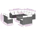 Salon de jardin avec coussins 12 pcs gris résine tressée
