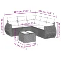 Salon de jardin 6 pcs avec coussins gris résine tressée