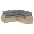 Salon de jardin avec coussins 5 pcs beige résine tressée