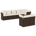 Salon de jardin 8 pcs avec coussins marron résine tressée