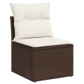 Salon de jardin 8 pcs avec coussins marron résine tressée