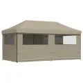 Tente de réception pliable escamotable 4 parois latérales taupe