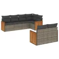 Salon de jardin avec coussins 7 pcs gris résine tressée