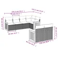 Salon de jardin avec coussins 7 pcs gris résine tressée