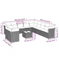 Salon de jardin avec coussins 12 pcs gris résine tressée