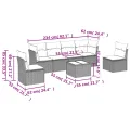 Salon de jardin avec coussins 7 pcs gris résine tressée